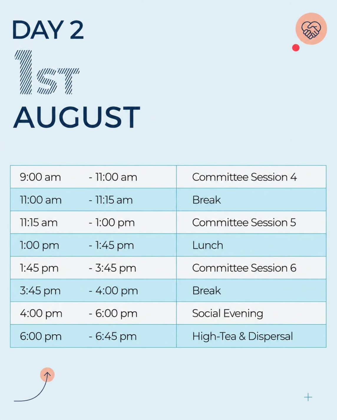 Day 02 — 1 August 2026 schedule